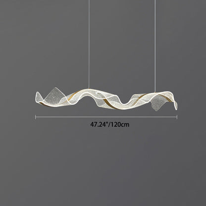 Modern Minimalist Wave Bend Acrylic Aluminum LED Chandelier Island Light For Living Room