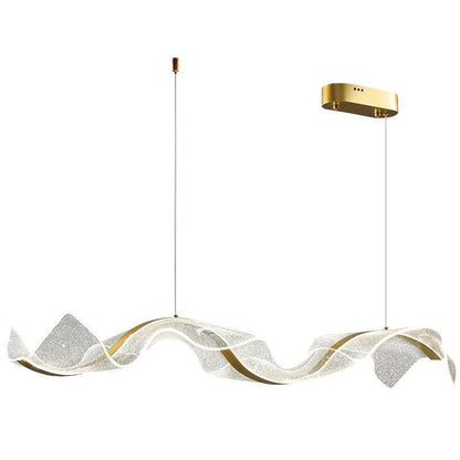 Modern Minimalist Wave Bend Acrylic Aluminum LED Chandelier Island Light For Living Room