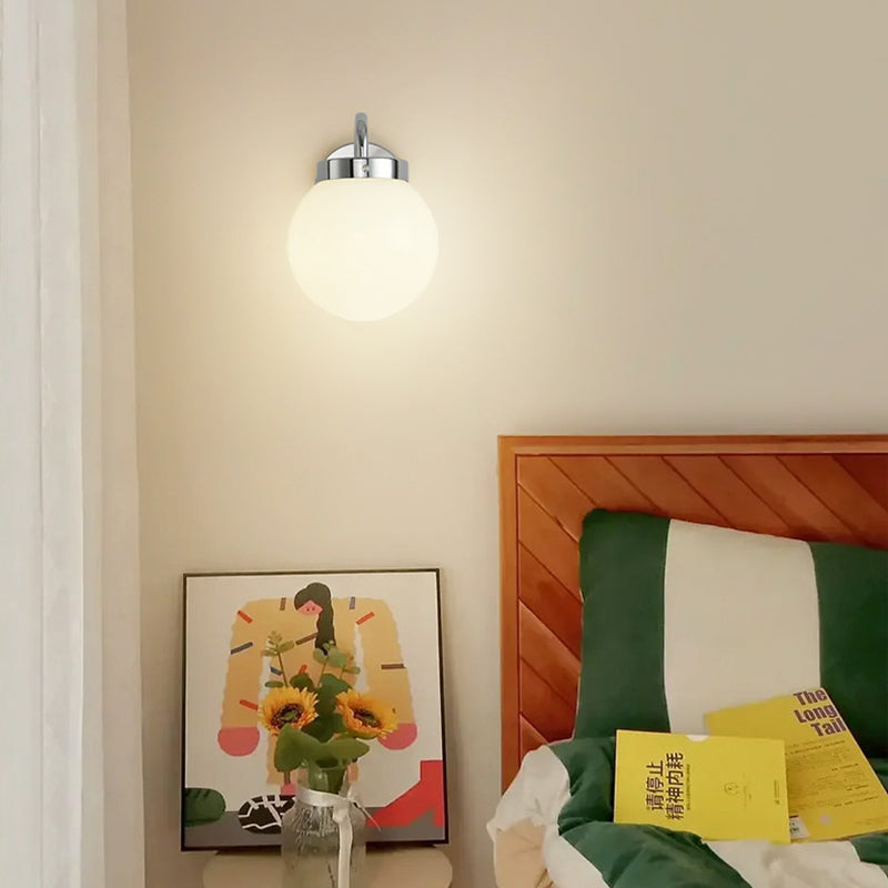 Orb Striped Round Glass Iron 1-Light Wall Sconce Lamp