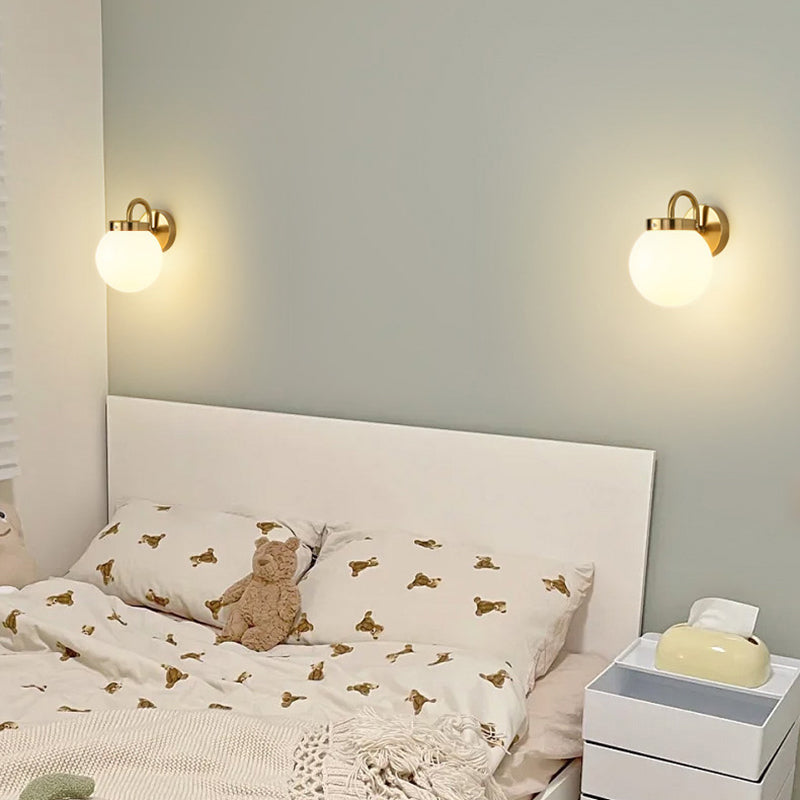 Orb Striped Round Glass Iron 1-Light Wall Sconce Lamp
