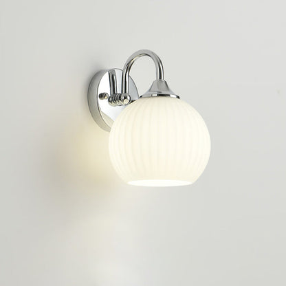 Orb Striped Round Glass Iron 1-Light Wall Sconce Lamp