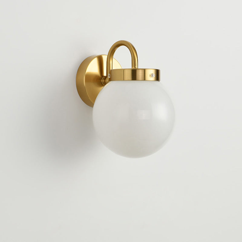 Orb Striped Round Glass Iron 1-Light Wall Sconce Lamp