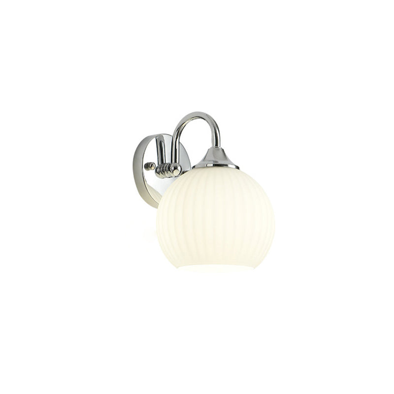 Orb Striped Round Glass Iron 1-Light Wall Sconce Lamp