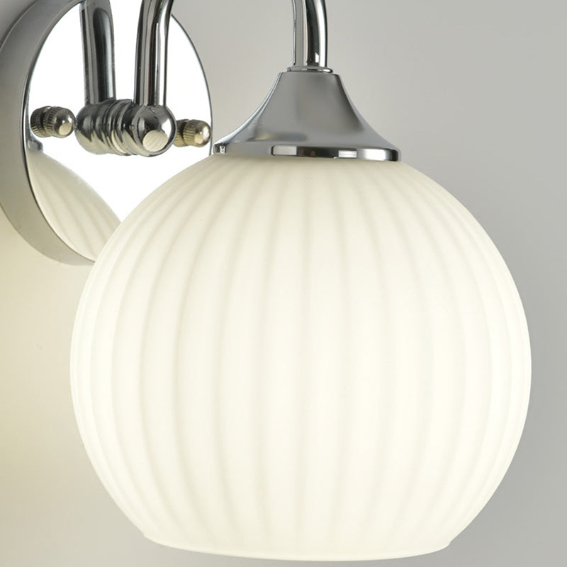 Orb Striped Round Glass Iron 1-Light Wall Sconce Lamp