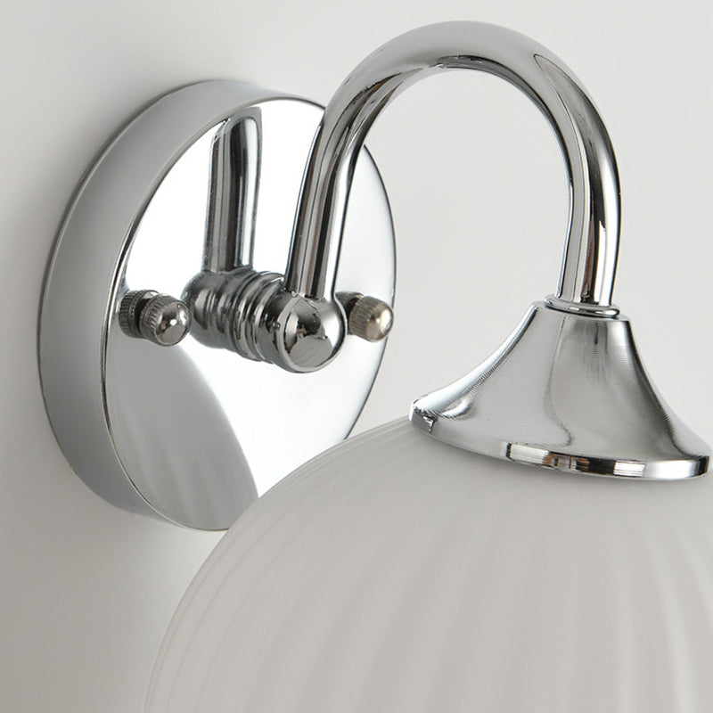 Orb Striped Round Glass Iron 1-Light Wall Sconce Lamp
