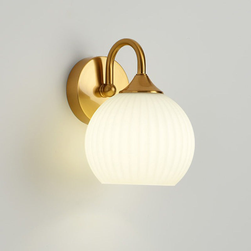 Orb Striped Round Glass Iron 1-Light Wall Sconce Lamp