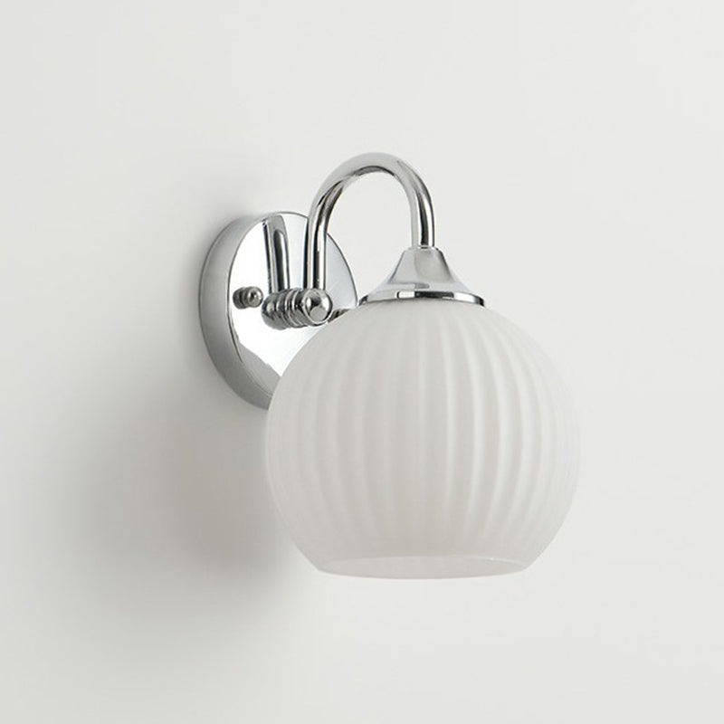 Orb Striped Round Glass Iron 1-Light Wall Sconce Lamp