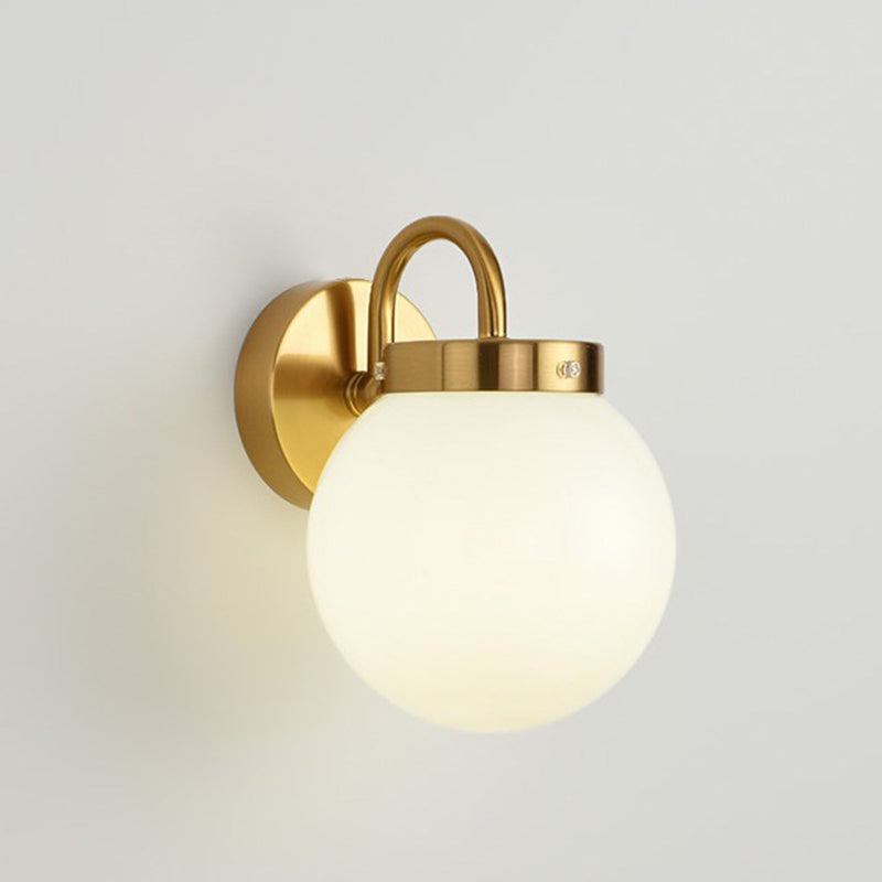 Orb Striped Round Glass Iron 1-Light Wall Sconce Lamp