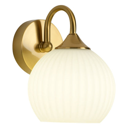 Orb Striped Round Glass Iron 1-Light Wall Sconce Lamp