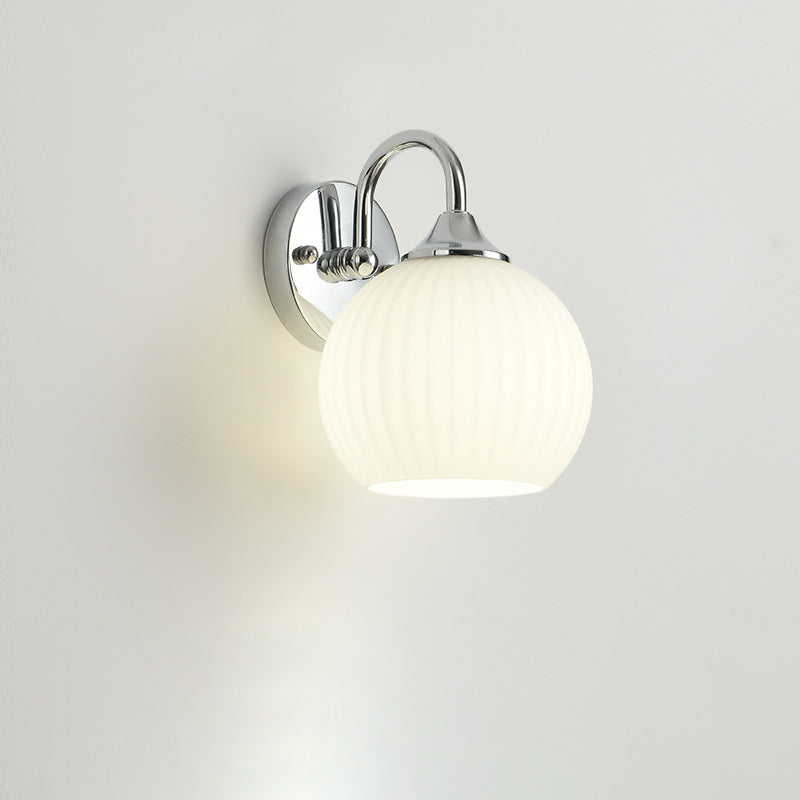 Orb Striped Round Glass Iron 1-Light Wall Sconce Lamp