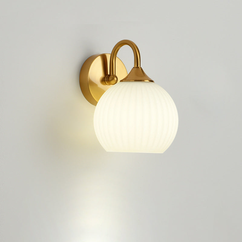 Orb Striped Round Glass Iron 1-Light Wall Sconce Lamp
