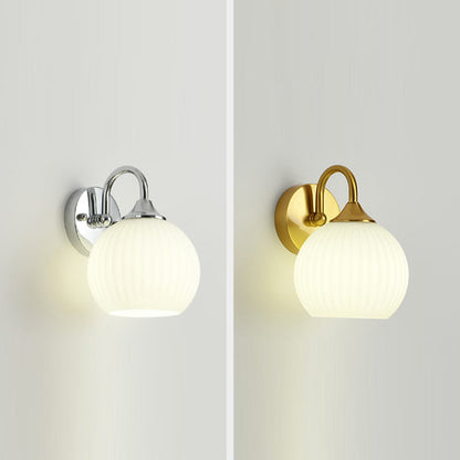 Orb Striped Round Glass Iron 1-Light Wall Sconce Lamp