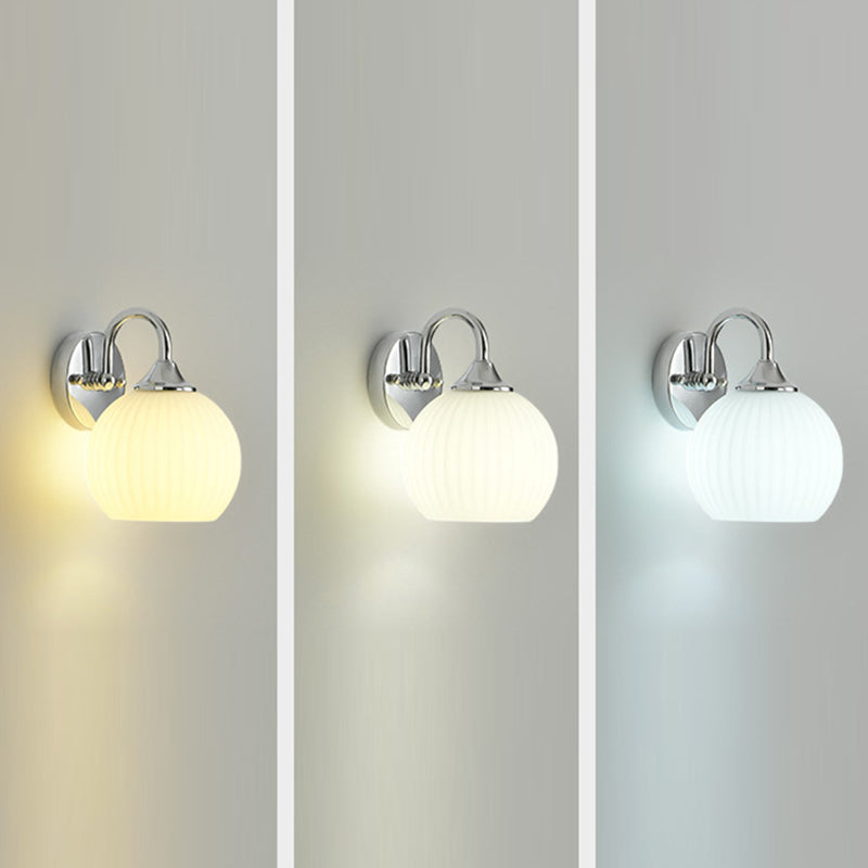 Orb Striped Round Glass Iron 1-Light Wall Sconce Lamp
