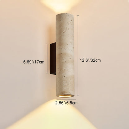 Japanese Travertine Solid Wood 2-Light Wall Sconce Lamp