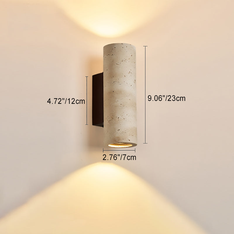 Japanese Travertine Solid Wood 2-Light Wall Sconce Lamp