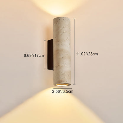 Japanese Travertine Solid Wood 2-Light Wall Sconce Lamp