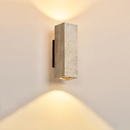 Japanese Travertine Solid Wood 2-Light Wall Sconce Lamp