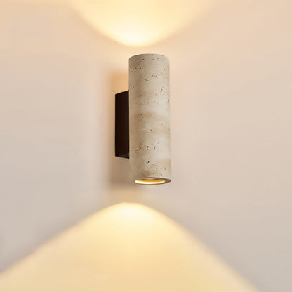 Japanese Travertine Solid Wood 2-Light Wall Sconce Lamp