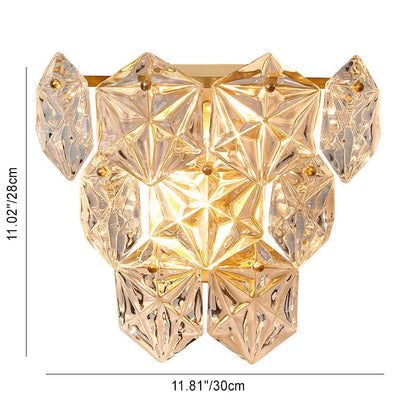 Prismatic Stacked Crystal Brass 3-Light Wall Sconce Lamp