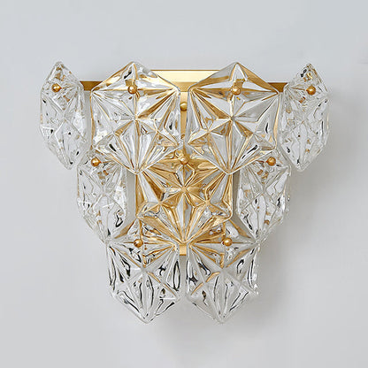 Prismatic Stacked Crystal Brass 3-Light Wall Sconce Lamp