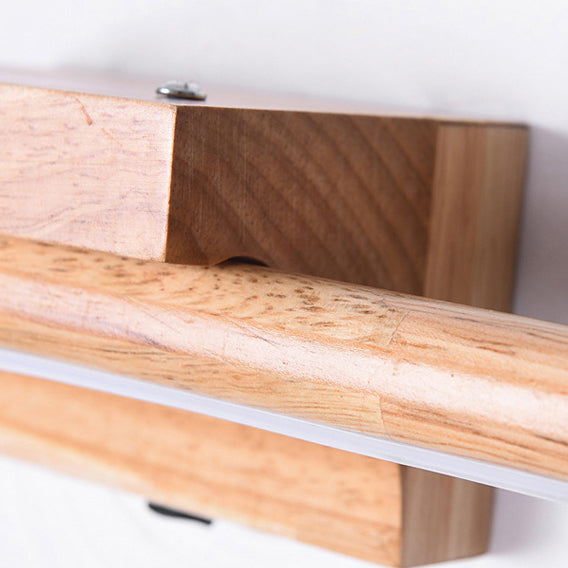 One Piece Square Acrylic Rubberwood LED Wall Sconce Lamp