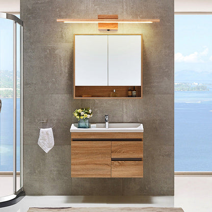 One Piece Square Acrylic Rubberwood LED Wall Sconce Lamp