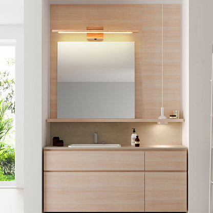 One Piece Square Acrylic Rubberwood LED Wall Sconce Lamp