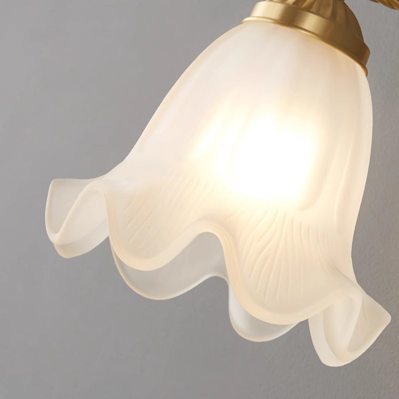 French Floral Round Glass Copper 1-Light Wall Sconce Lamp