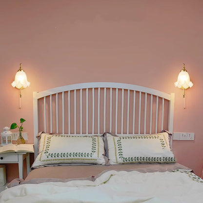 French Floral Round Glass Copper 1-Light Wall Sconce Lamp