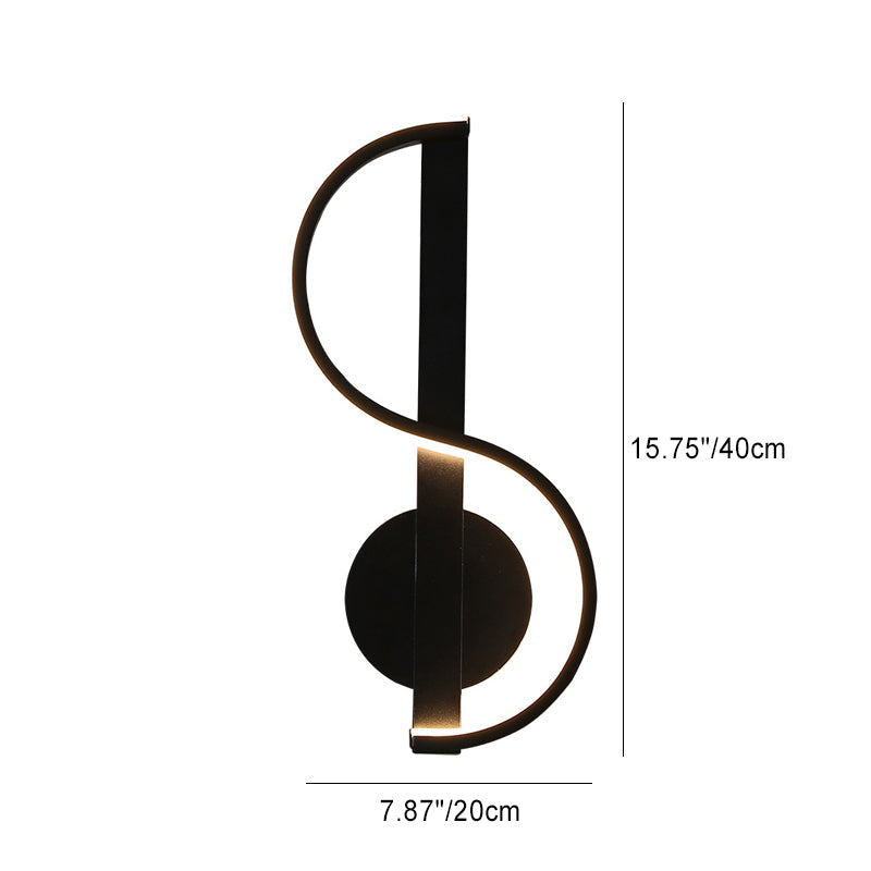 Music Shape Line Round Silicone Iron LED Wall Sconce Lamp