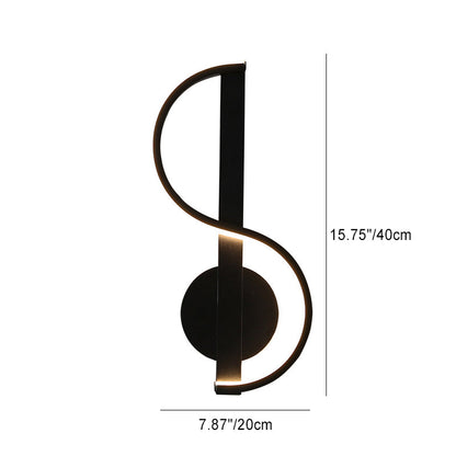 Music Shape Line Round Silicone Iron LED Wall Sconce Lamp