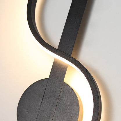 Music Shape Line Round Silicone Iron LED Wall Sconce Lamp