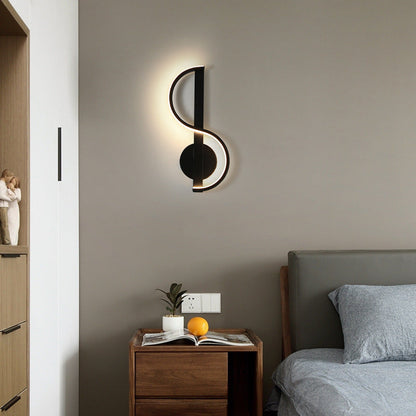 Music Shape Line Round Silicone Iron LED Wall Sconce Lamp