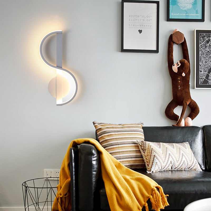 Music Shape Line Round Silicone Iron LED Wall Sconce Lamp