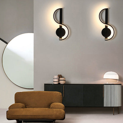 Music Shape Line Round Silicone Iron LED Wall Sconce Lamp