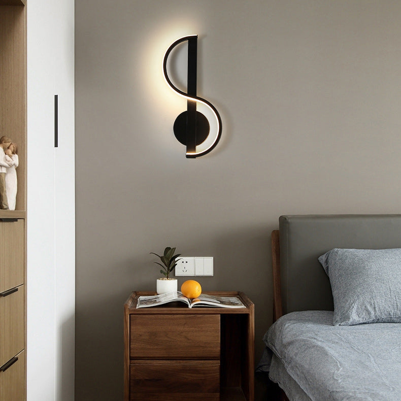 Music Shape Line Round Silicone Iron LED Wall Sconce Lamp