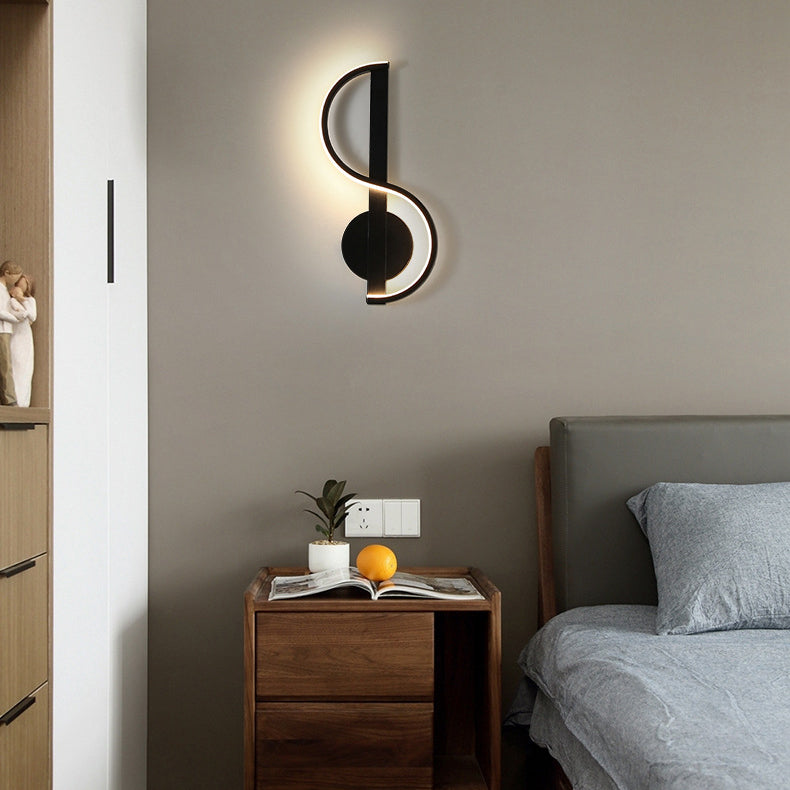 Music Shape Line Round Silicone Iron LED Wall Sconce Lamp