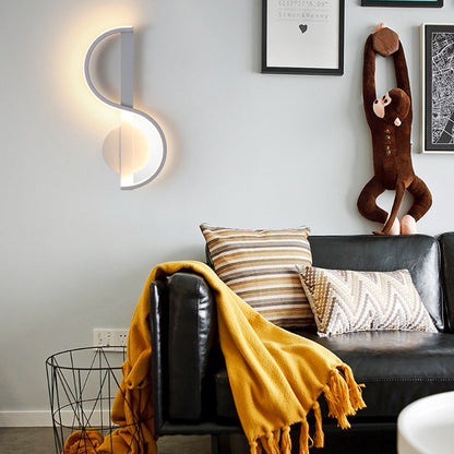 Music Shape Line Round Silicone Iron LED Wall Sconce Lamp