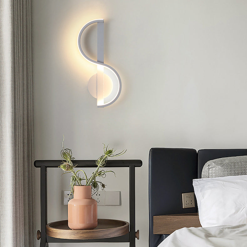 Music Shape Line Round Silicone Iron LED Wall Sconce Lamp