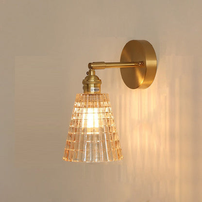 Carved Cone Flower Glass Iron 1-Light Wall Sconce Lamp