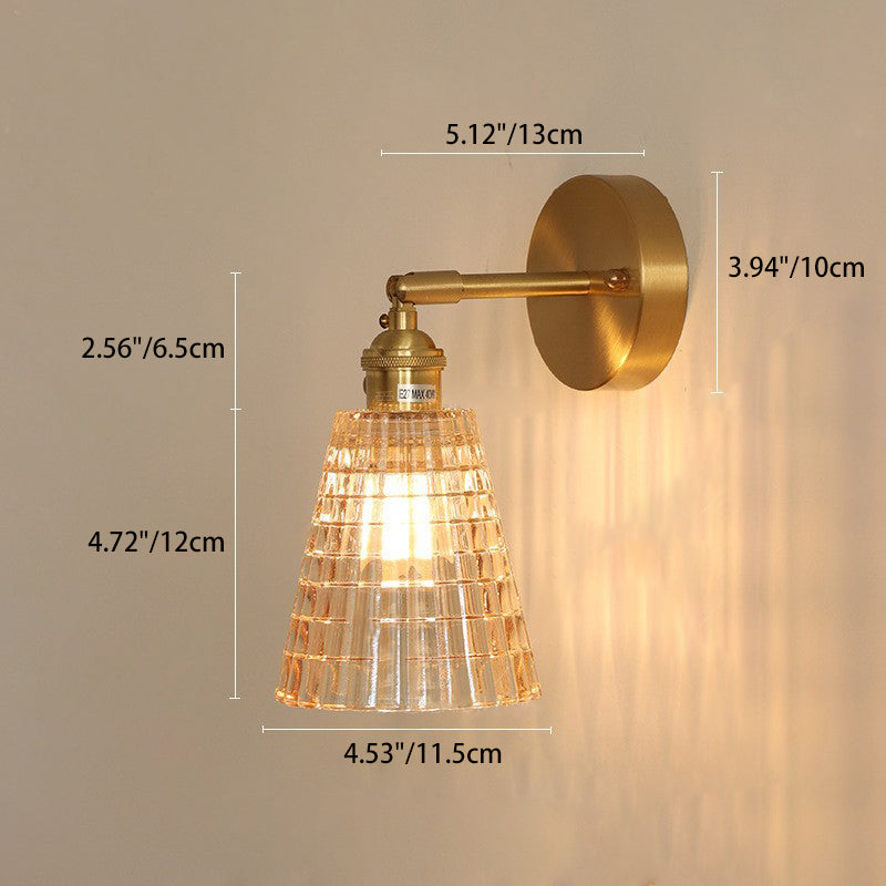 Carved Cone Flower Glass Iron 1-Light Wall Sconce Lamp