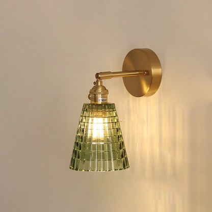Carved Cone Flower Glass Iron 1-Light Wall Sconce Lamp