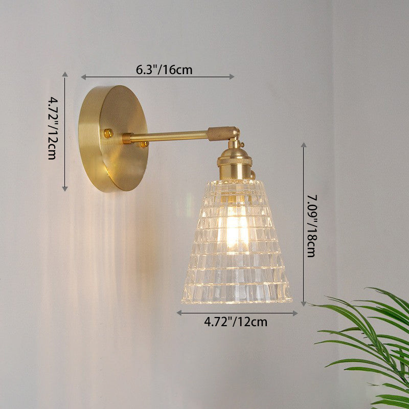Carved Cone Flower Glass Iron 1-Light Wall Sconce Lamp