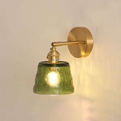 Traditional Round Cone Glass Iron 1-Light Wall Sconce Lamp