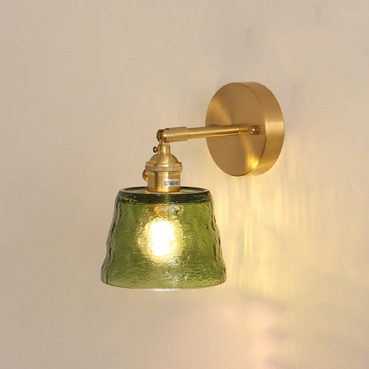 Traditional Round Cone Glass Iron 1-Light Wall Sconce Lamp