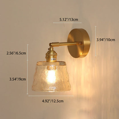 Traditional Round Cone Glass Iron 1-Light Wall Sconce Lamp