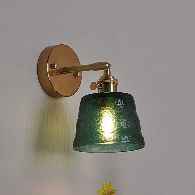 Traditional Round Cone Glass Iron 1-Light Wall Sconce Lamp