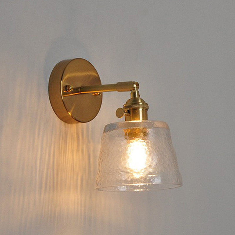 Traditional Round Cone Glass Iron 1-Light Wall Sconce Lamp