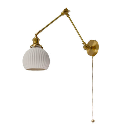 Japanese Glass Ceramic Brass 1-Light Wall Sconce Lamp
