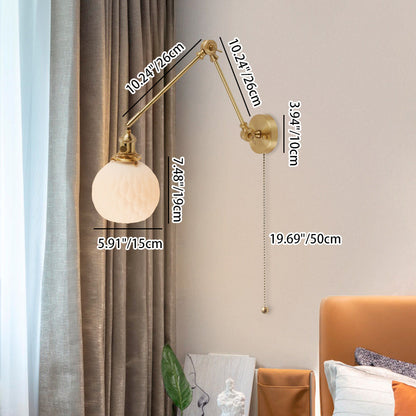 Japanese Glass Ceramic Brass 1-Light Wall Sconce Lamp